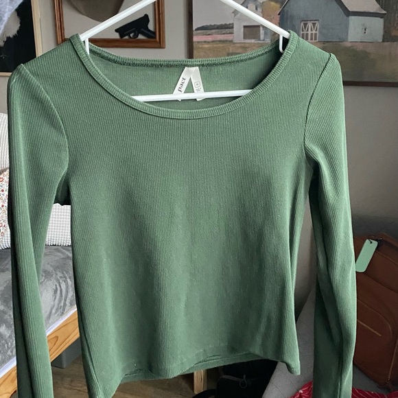 PACT Ribbed Green Long Sleeve Top - Picture 1 of 2